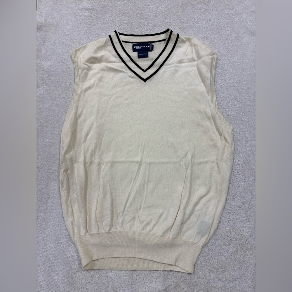 Polo Ralph Lauren Men's Cream V-Neck Sweater Vest